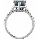 14K White London Blue Topaz & 1/4 CTW Diamond Ring - 71720602P photo 2