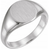 14K White 12.5x10.5 mm Oval Signet Ring - 946464379P photo