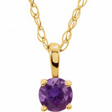 14K Yellow 3 mm Round Amethyst Youth Birthstone 14 Necklace - 2839370002P photo