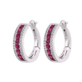 Gems One 14Kt White Gold Diamond (1/6Ctw) & Ruby (7/8 Ctw) Earring - ER10319-4WBR photo