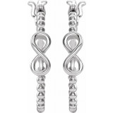 14K White 22.3 mm Infinity-Inspired Beaded Hoop Earrings - 653405601P photo 2