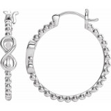 14K White 22.3 mm Infinity-Inspired Beaded Hoop Earrings - 653405601P photo
