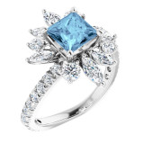 14K White Aquamarine & 1 1/6 CTW Diamond Ring - 72062600P photo