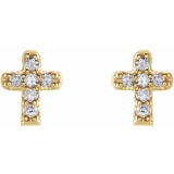14K Yellow .06 CTW Diamond Youth Cross Earrings - 65358160001P photo 2