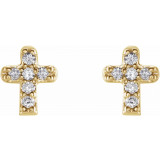 14K Yellow .06 CTW Diamond Youth Cross Earrings - 65358160001P photo 2