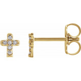 14K Yellow .06 CTW Diamond Youth Cross Earrings - 65358160001P photo