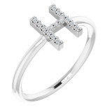 14K White .07 CTW Diamond Initial H Ring - 1238346035P photo