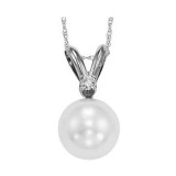 Gems One 14Kt White Gold Diamond (1/50Ctw) & Pearl (1/2 Ctw) Pendant - PPD6.5AAA-4W photo