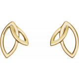 14K Yellow Double Leaf Earrings - 86464606P photo 2
