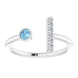 14K White Aquamarine & .06 CTW Diamond Bar Ring - 71918600P photo 3