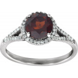 14K White Mozambique Garnet & 1/6 CTW Diamond Ring - 65130070010P photo 3