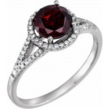 14K White Mozambique Garnet & 1/6 CTW Diamond Ring - 65130070010P photo