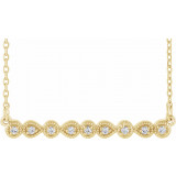 14K Yellow .07 CTW Diamond Milgrain Bar 16-18 Necklace - 86704605P photo