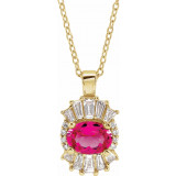 14K Yellow Pink Tourmaline & 1/3 CTW Diamond 16-18 Necklace - 869706156P photo