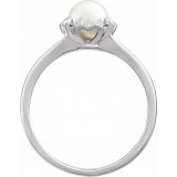 14K White Freshwater Cultured Pearl & .05 CTW Diamond Ring - 65195260006P photo 2