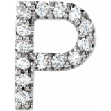 14K White .06 CTW Diamond Single Initial P Earring - 867976076P photo