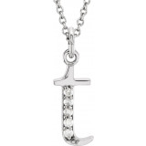 14K White .025 CTW Diamond Lowercase Initial t 16 Necklace - 8580360057P photo