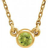 14K Yellow 4 mm Round Peridot Bezel-Set Solitaire 16 Necklace - 6113460022P photo