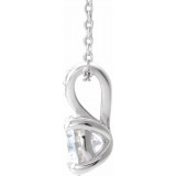 14K White 6.5 mm Round Forever Oneu2122 Moissanite & .01 CTW Diamond 16-18 Necklace - 653496615P photo 2