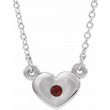 14K White Mozambique Garnet Heart 16 Necklace - 8633560000P photo