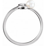 14K White Cultured Freshwater Pearl Crescent Moon Ring - 6494600P photo 2