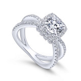 Gabriel & Co. 14k White Gold Rosette Split Shank Engagement Ring - ER12587R4W44JJ photo 3