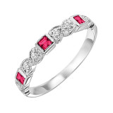 Gems One 14Kt White Gold Diamond (1/10Ctw) & Ruby (1/6 Ctw) Ring - FR1071-4WD photo