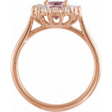 14K Rose Morganite & Ethiopian Opal Halo-Style Ring - 72074607P photo 2