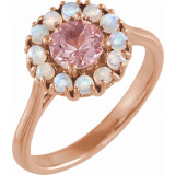 14K Rose Morganite & Ethiopian Opal Halo-Style Ring - 72074607P photo