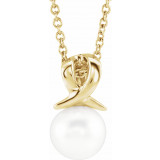 14K Yellow Freshwater Cultured Pearl Bypass 16-18 Necklace - 86747606P photo