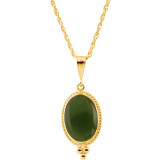 14K Yellow 14X10 mm Oval Cabochon Nephrite Jade 18 Necklace - 6904261982P photo
