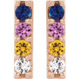 14K Rose Multi-Color Sapphire Bar Earrings - 86951602P photo 2