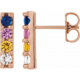 14K Rose Multi-Color Sapphire Bar Earrings - 86951602P photo