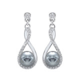 Gems One Silver Cubic Zirconia & Pearl (2 Ctw) Earring - ER10132-SSW photo