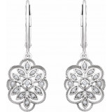 14K White 1/6 CTW Diamond Granulated Filigree Earrings - 65260260000P photo 2