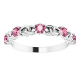14K White Pink Tourmaline Stackable Link Ring - 72047614P photo 3