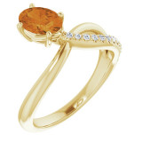 14K Yellow Citrine & 1/10 CTW Diamond Ring - 720606001P photo