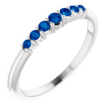 14K White Blue Sapphire Stackable Ring - 72022604P photo