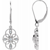 14K White 1/10 CTW Diamond Granulated Filigree Earrings - 65238160000P photo