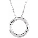 14K White 15 mm Circle 18 Necklace - 863221026P photo