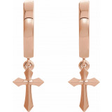 14K Rose Cross Drop Earrings - R17029602P photo 2