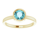 14K Yellow 6 mm Round Blue Zircon Ring - 71806627P photo 3