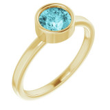 14K Yellow 6 mm Round Blue Zircon Ring - 71806627P photo