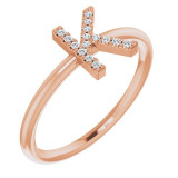 14K Rose .06 CTW Diamond Initial K Ring - 1238346052P photo