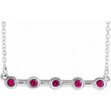 14K White Ruby Bezel-Set Bar 16 Necklace - 868406040P photo