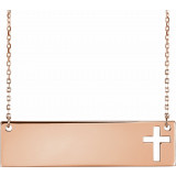 14K Rose Pierced Cross Bar 16-18 Necklace - 86531605P photo